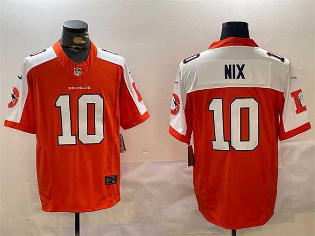 Men%27s Denver Broncos #10 Bo Nix Orange 2024 F.U.S.E. Throwback Vapor Limited Alternate Stitched Jersey Dzhi->jacksonville jaguars->NFL Jersey